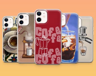 Coffee Phone Case Espresso Latte for iPhone 17Pro, 16, 15, 14, 13, 12, Samsung S25, S24, S23Fe, S22, A16, A26, A56, Pixel 10, 9Pro