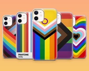 LGBTQ+ Progress-telefoonhoesje Pride Flag Love voor iPhone 17Pro, 16, 15, 14, 13, 12, Samsung S26, S25, S24, S23Fe, A16, A56, Pixel 10, 9Pro