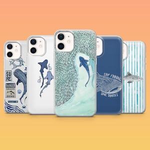 Shark Phone Case Ocean Animal Cover for iPhone 17Pro, 16, 15, 14, 13, 12, Samsung S25, S24, S23Fe, S22, A16, A26, A56, Pixel 10, 9Pro