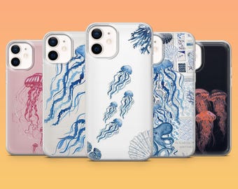 Jellyfish Phone Case Medusa Seashell for iPhone 17Pro, 16, 15, 14, 13, 12, Samsung S25, S24, S23Fe, S22, A16, A26, A56, Pixel 10, 9Pro