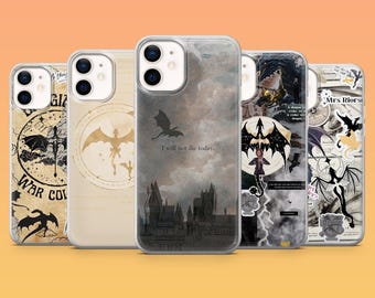 Fourth Wing Phone Case Bookish Dragon for iPhone 17Pro, 16, 15, 14, 13, 12, Samsung S25, S24, S23Fe, S22, A16, A26, A56, Pixel 10, 9Pro