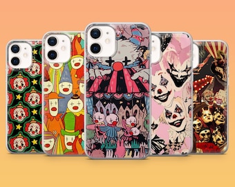 Clown Case Scary Circus Cover for iPhone 17Pro, 16, 15, 14, 13, 12, Samsung S25, S24, S23Fe, S22, A16, A26, A56, Pixel 10, 9Pro