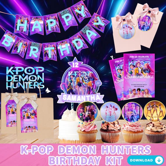 Décoration Anniversaire Thème Demon Hunter : Banderoles, Décorations Gâteau, Ballons, Pour Fête Fans, Enfants, Ado - 2