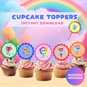 Dandy’s World Cupcake Toppers – Printable Birthday Party Decorations – Instant Digital Download