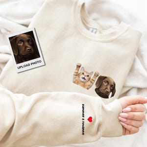 Custom Pet Portrait Sweatshirt, Personalized Dog or Cat Sweater with Name, Pet Lover Gift, Memorial Pullover, Personalized Pet Face