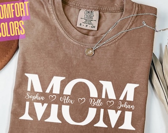 Comfort Colors® Custom Mom Shirt, Personalized Mama Gift, Mother's Day Gift, Custom Name Shirt, Children Name Mom Shirt
