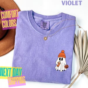 Comfort Colors® Сute Ghost Coffee Shirt, Сute Little Ghost Iced Coffee t-shirt, Boo Ghost Shirt, Ghost Coffee Shirt, Halloween Coffee Lovers