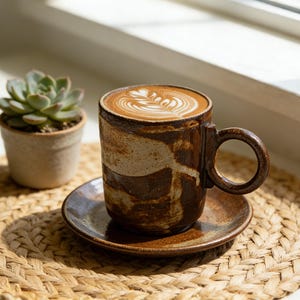 Japanese Handmade Stoneware Coffee Mug, Wabi Sabi Ceramic Cup, Rustic Pottery Mug, Minimalist Coffee Cup, Coffee Lover Gift