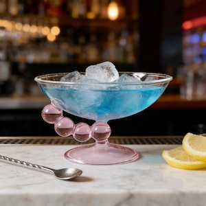 Dessertskål i pärlglas | Vintage piedestalskål i glas | Glassskål i sundae-stil | Fruktskål i klarglas | Elegant handgjord stil