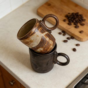 modern ceramic coffee mug black minimalist design