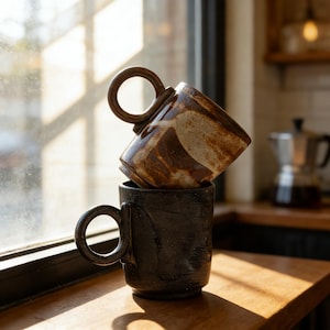 black coffee mug aesthetic home decor