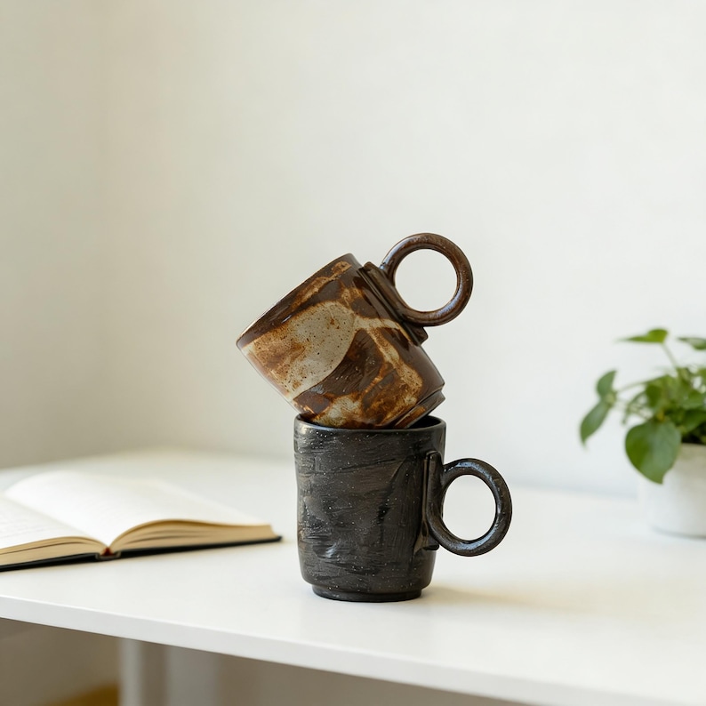 matte black ceramic mug minimalist coffee style