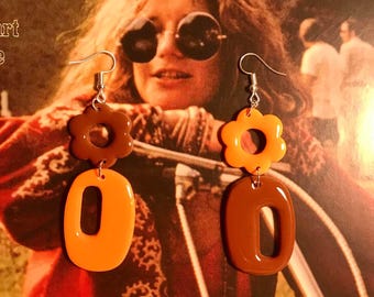 JANIS – Kolczyki z polimeru w stylu vintage z lat 60. i 70. | Ręcznie robiona biżuteria w stylu retro Flower Power | Oryginalny pomysł na prezent dla kobiet