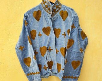 Handmade Velvet Suzani Embroidery Jacket: Women's Winter Coat