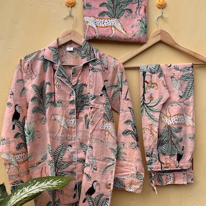 Floral Print Cotton Pajama Set: Bohemian Sleepwear Dress