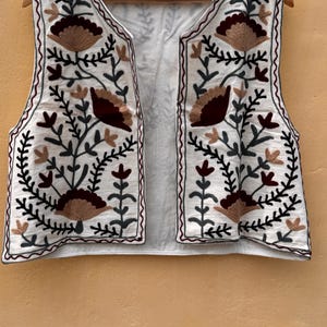 Hand Embroidered Floral Vest | Boho Indian Waistcoat | Sustainable Cotton Jacket | Rajasthani Folk Embroidery | Unisex Ethnic Layering