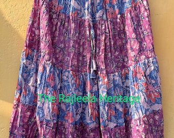 Block Print Cotton Maxi Skirt – Boho Flared Long Skirt