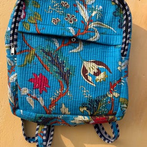 Handmade Cotton Quilted Patchwork Laptop Backpack: Reversible Tote