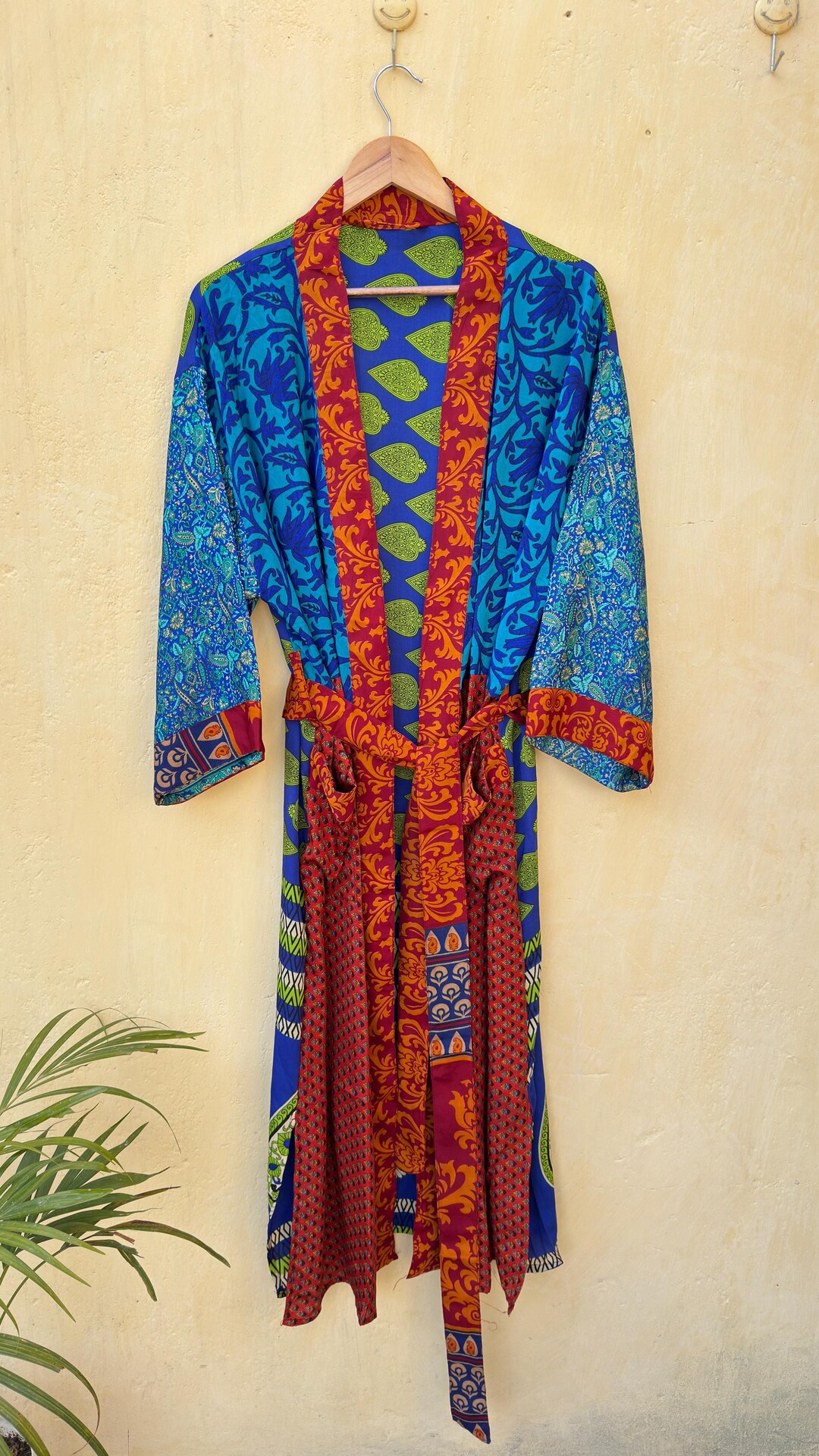 Upcycled Old Robe Handmade Patchwork Crepe Silk Kimono / Upcycled Long Robe PWK1071 - Etsy