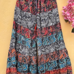 Silk Wide Leg Trouser For Women, Multi Layered Palazzo Pant, Boho Hippie Patchwork Trouser, Women&#39;s Trending Summer Pants, Plus Size Pants