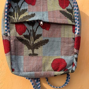 Handmade Cotton Quilted Patchwork Laptop Backpack: Reversible Tote Bag
