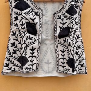 Cotton Suzani Sleeveless Vest Waistcoat | Ethnic Design Embroidered Short Vest | Sleeveless Handmade Vest | Women&#39;s Clothing | Women Jacket