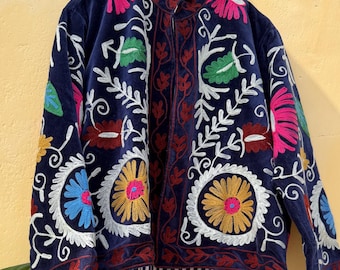 Handmade Velvet Suzani Embroidery Jacket: Women's Winter Coat