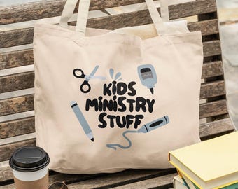 Kids Ministry Tote Bag | Christian Canvas Bag | Church Volunteer Gift | Bible Study Tote | Religious Teacher Bag | Sunday School Gift