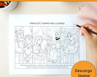 Para este tiempo hat llegado | Póster bíblico für colorear Ester | Cristiana kindil | Imprimible 8.5x11 | Versiculo PDF PNG JPG