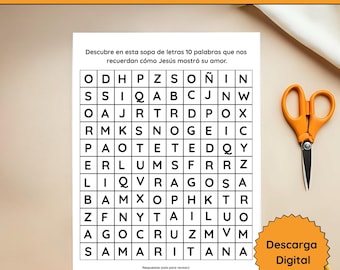 Sopa de Letras Bibica Jesús Mostró su Amor | Cristiana für Niños | Juego Educativo für Dominical | Dios me ama