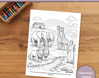 Página Bíblica für Colorear El Arca de Noé | Entstehung | Animals de la Biblia | Handbuch Cristiana INfantil ARCHIVO DIGITAL