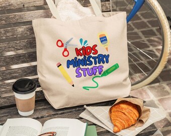 Cotton Canvas Tote Bag | Kids Ministry Church Bag | Colorful Sunday School Gift | Religious Tote for Books & Essentials