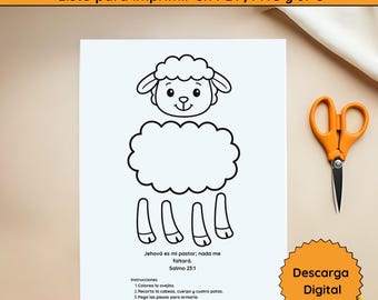 Ovejita für colorear y armar | Cristiana Anleitung für Kinder | ❤️❤️💓❀️ ARCHIVO DIGITAL | png, pdf, jpg