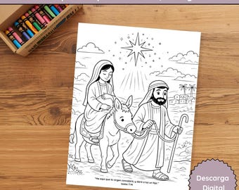 Llegada a Belén für Colorear ARCHIVO DIGITAL | Nacimiento de Jesús | Manualidad Bíblica Kindil | Jesaja 7,14