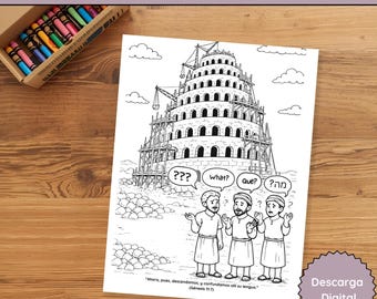 Torre de Babel Página für Colorear | Olivia Génesis 11: 7 | Cristiana Niños | Escuela Dominical | ARCHIVO DIGITAL