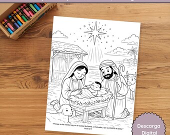 Nacimiento de Jesús Página Bíblica für Colorear | Navidad Cristiana für Niños | Lukas 2:11 | Anleitung Cristiana ARCHIVO DIGITAL