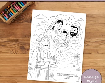 Página para colorear Isaias profetiza el nacimiento de Jesús | Physidad bíblica kindil | Imprimible 8.5x11 | ARCHIVO DIGITAL