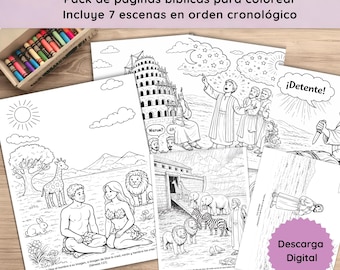 Pack de Páginas Bíblicas für Colorear de Génesis | Historias Bíblicas para Niños | Escuela Dominical