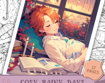 Cozy Rain Journaling Coloring Book | Relaxing Rainy Day Coloring Pages | Cozy Home, Tea, Window Scenes, Bullet Journal Inspired