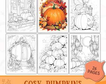 Cosy Pumpkins Coloring Book for Adults & Teens | Whimsical Fall Coloring Pages | Pastel Pumpkin Parade | Cozy Autumn Aesthetic Printable