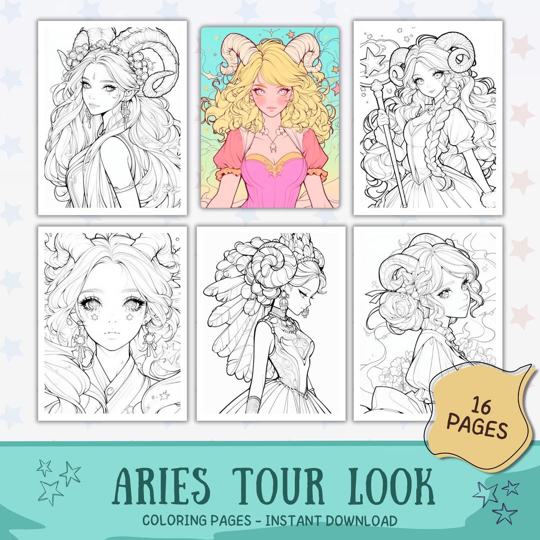 Aries Tour Look Coloring Book | Zodiac Fashion Printable | Pop Diva ...