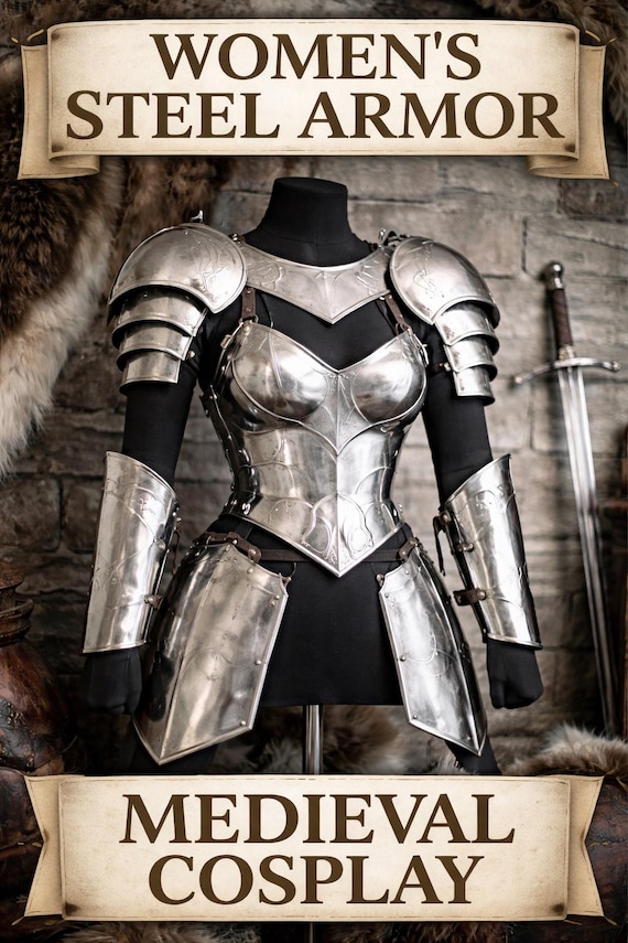 Handmade Steel Knight Armor Set – Women’s Medieval Cosplay, LARP Warrior CostumeFemale Armor Costume, Steel Breastplate Set