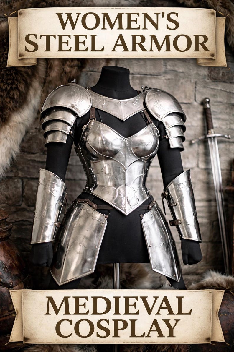 handmade steel armor set women custom fit cosplay larp outfit