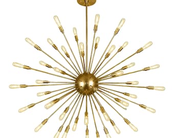 Sputnik-Kronleuchter, Kronleuchter im Mid-Century-Modern-Stil, handgefertigte Deckenleuchte aus massivem Messing, Vintage-Sternenlicht im italienischen Stilnovo-Stil