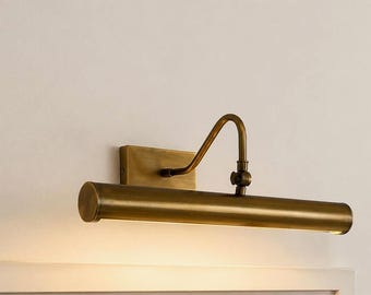 Lámpara de pared moderna de mediados de siglo, aplique de pared de latón para arte, aplique de pared MCM, lámpara de galería, lámpara para colocar sobre cuadros, lámpara de latón de estilo vintage