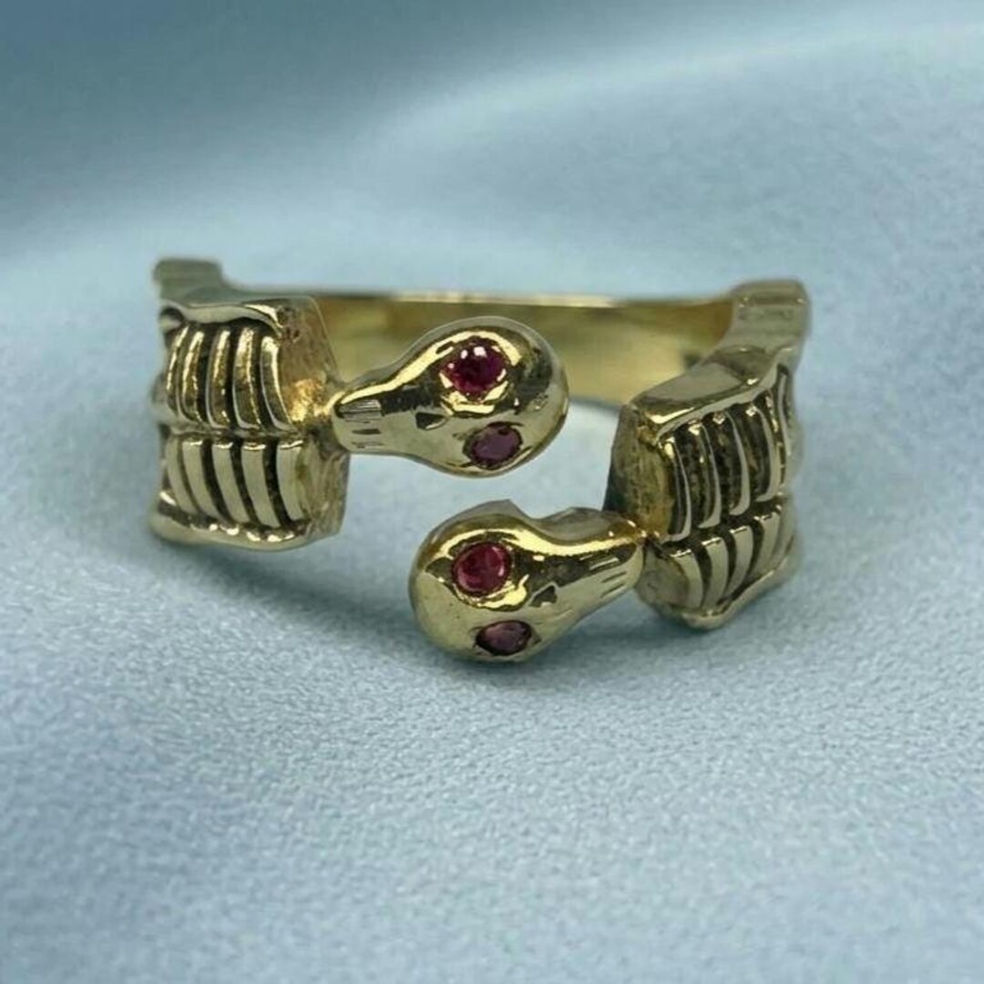 Handmade Red Ruby Skeleton Brass Ring- Gemstone Statement Ring - Etsy
