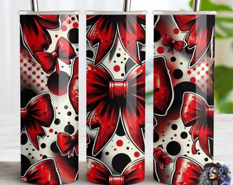 Opakowanie na kubek Coquette Red Bow: walentynkowy wzór PNG (pobranie cyfrowe)