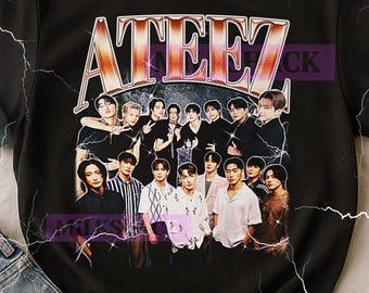Ateez Bootleg Shirt, Vintage Kpop Group Idols Performers Tee, 90s