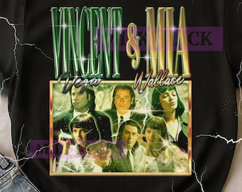 Vincent Vega Mia Wallace 90s Style Retro Tee, Vincent Vega And Mia Wallace Vintage Film Bootleg T-Shirt, Iconic Couple Merch, Movie Fan Gift