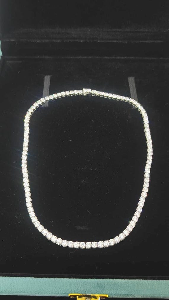 Lab Grown Diamond Tennis Necklace | 14K White Gold, Round Cut